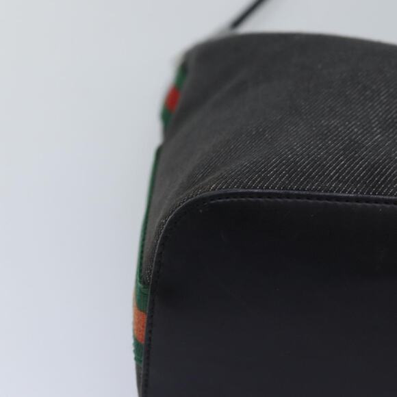 GUCCI Web Sherry Line Shoulder Bag Canvas Gray Red Green - Picture 10 of 15